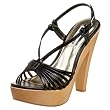 Steve Madden Women's Lenorah Strappy Hi Heel Wood Bottom Platform Sandal