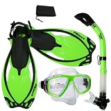 Snorkeling Scuba Dive DRY Snorkel PURGE Mask Fins Gear Set
