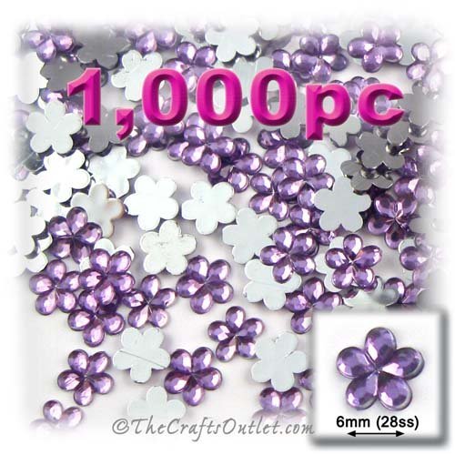 1000pc Rhinestones Mini Flower 6mm Lavender Light Purple or Light Amethyst