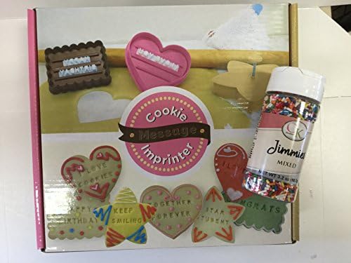 Cookie Imprinter Combo Pack - Includes Cookie Imprinter Set of Heart, Star, and Rectangle Cookie Cutters, Many Letters and Sayings, and CK Kosher Certified Rainbow Sprinkles