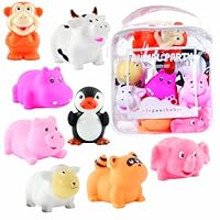 Elegant Baby 8 Piece Bath Squirties Gift Set in Vinyl Zip Bag - Animal