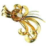 Antique Diamond, Topaz and Sapphire Brooch, circa 1940s