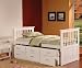 White Finish Wood Twin Size Captains Day Bed With Trundle & Drawers