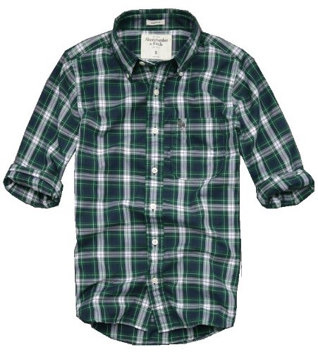 Abercrombie & Fitch Classic Plaid Button Down, Green/Navy Plaid