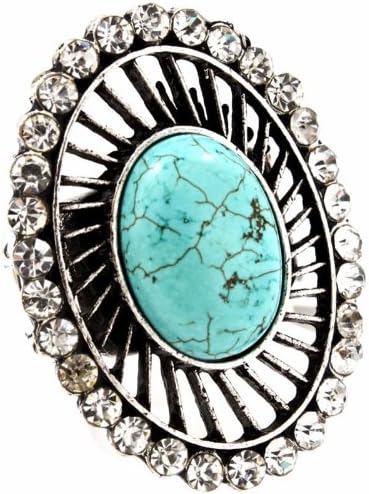 Big Oval Turquoise Stretch Ring Crystal R5