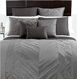 Hotel Collection Gray Pieced Pintuck King Duvet Cover