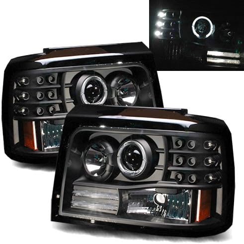 Ford F-150 Black LED Halo Projector Headlights /w Side Markers & Parking Lights