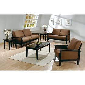 3pc Madrid Beige Microfiber Couch Sofa Loveseat and Chair Set