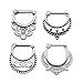 D&M Jewelry 4pcs Beaded 316L Stainless Steel Septum Clicker Mixed Mode Nose Ring 16G