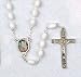 Baptismal Rosary - Guardian Angel - 3mm White Beads - 15" Chain - MADE IN ITALY - Gift Box Included