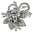 Small Clear Crystal Floral Brooch Pin Fashion Jewelry