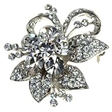 Small Clear Crystal Floral Brooch Pin Fashion Jewelry