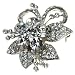 Small Clear Crystal Floral Brooch Pin Fashion Jewelry