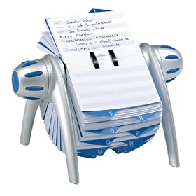 Durable Telindex Flip Rotary Telephone/Address Card File - Silver/Blue