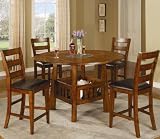 5pc Counter Height Dining Oak Finish