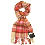 Check Wool Scarf for Women - Lovarzi - Women's Multicoloured Lambswool Scarf Made in Scotland- Ladies Wool Winter Scarves