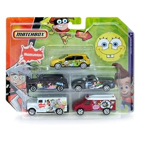 Danny Phantom, Jimmy Neutron, SpongeBob Squarepants, The Fairly Odd Parents, Nickelodeon Matchbox - 5-Car Die Cast Pack (Sticker Inside)