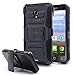 One Touch Pop Icon 2 LTE Case, Nagebee - Alcatel One Touch Pop Icon 2 LTE A846L Heavy Duty Hybrid Armor Dual Layer Rhino Kickstand Belt Clip Holster Combo Rugged Case (Holster Combo Black)