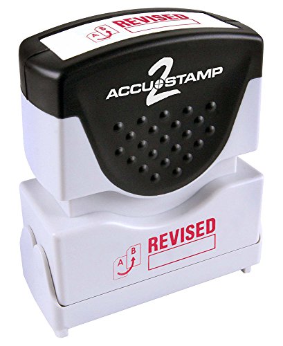ACCUSTAMP2 035587 Pre-Inked Shutter Stamp, Red, Revised, 1 5/8 x 1/2