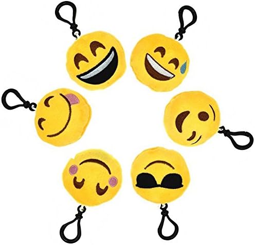 6pcs 2"Emoji Face Keychain Key Chain Plush Toy Ring Emoticon Bag Accessory Keychain-Style 2