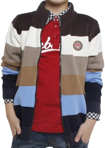 YEBAO Boys Knitted Zippered Khaki Cardigan Sweaters