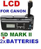 LCD Battery Grip for Canon Eos 5d Mark II + 2 LP-E6 Batteries