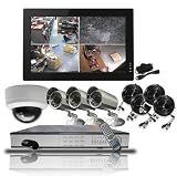 Q1C1 4 CH Channel H.264 CCTV Surveillance Security DVR with High Speed PTZ Camera Complete System Pre-installed 500GB Hard Drive(Monitor Not Included)