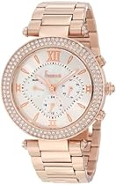 Big Sale Freelook Women's HA1539-RG Silver Mother-Of-Pearl Chronograph Dial Rose Gold Swarovski Bezel Watch