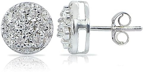 Sterling Silver 0.25ct TDW Diamond Miracle Set Cluster Earrings