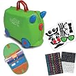 Trunki by Melissa & Doug Wheeled Carry-On Kids Luggage - Jade Green with Coordinating Saddle Bag and Decorative Sticker Set