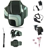Black Adjustable Deluxe Sportband / Workout Armband with Adaptable Neck Str ....