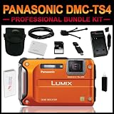 Panasonic Lumix DMC-TS4 12.1 MP Digital Camera 16GB Professional Kit (Orange) includes (Charger, Battery, 16GB SD Card, Tripod, HDMI Cable, Camera Case, Card Reader, Cleaning Kit)