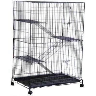 4 LEVEL FOLDING FERRET CAT DOG CAGE CRATE With Wheels *Black*36X23X52
