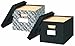 Bankers Box 4 Pack STOR/File Decorative Medium-Duty File Storage Boxes, FastFold, Lift-Off Lid, Letter/Legal, Black/Gray Pinstripe
