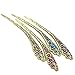Voberry® Vintage Antique Brass Metal Vivid Peacock Bird Multi-colored Crystal Bead Women's Hair Accessory Decorative Hair Pin Stick for Long Hair (A)