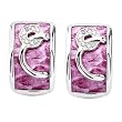 Pink Genuine Leather Sterling Silver & CZ Earrings