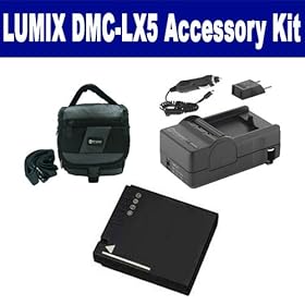 Panasonic Lumix DMC-LX5 Digital Camera Accessory Kit includes: SDM-1508 Charger, SDDMWBCJ13 Battery, SDC-27 Case