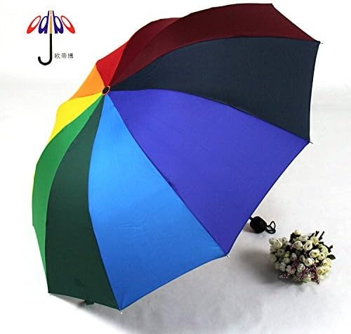 Bright and Sunny Rainbow Color Wheel Nylon Umbrella