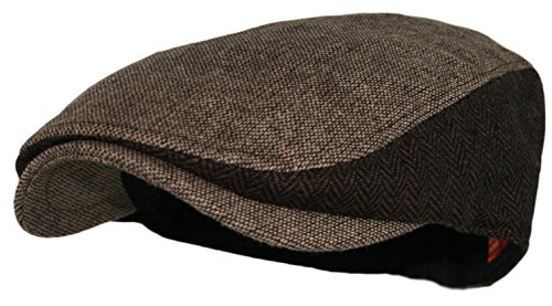 Men's Herringbone Wool Tweed Newsboy Ivy Cabbie Driving Hat