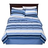 Room Essentials BLUE RE BIAB TONAL STRIPE - TWIN