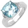 4.80 Carat Genuine Blue Topaz & Diamond Sterling Silver Ring