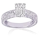 .70 Ct Emerald Diamond Vintage Engagement Ring FLAWLESS