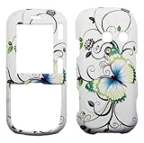 Blue Green White Butterfly Black Flower Vine Rubberized Snap on Hard Cover  ....