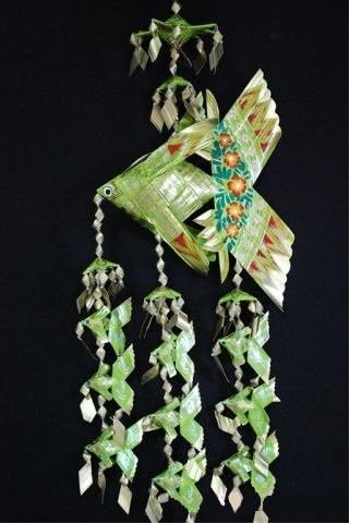Handmade Large Fish Festoon Mobile with 9 Babies (Light Green), Product of Thailand + Free Shipping Worldwid