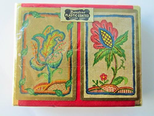 Embroidered Flowers - Duratone Plastic Coated Playing Cards -- 2 Decks