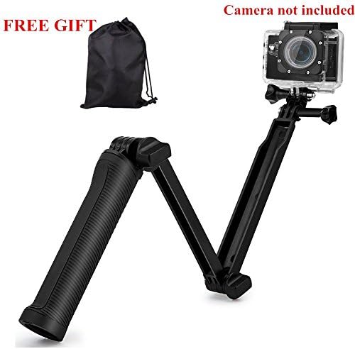 3-Way Grip Arm Tripod+Drawstring Bag, 3 in 1 Waterproof Stabilizer Adjustable Monopod, Extendable Folding Arm Handle for Gopro Hero2 Hero3 Hero3+ Hero4 5 HD Session SJCam SJ4000 SJ5000 Camera