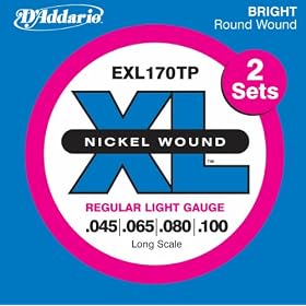 D'Addario EXL170TP Twin Pack Bass Guitar Strings (45-100), 2 sets