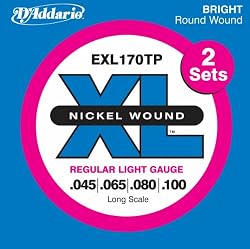 D'Addario EXL170TP Nickel Wound Bass Guitar Strings, Light, 45-100, 2 Sets, Long Scale