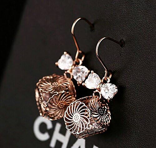 Salinla Jewelry Brand new swiss zircon bowknot hollow drop earrings unique design rhinestone earrings studs