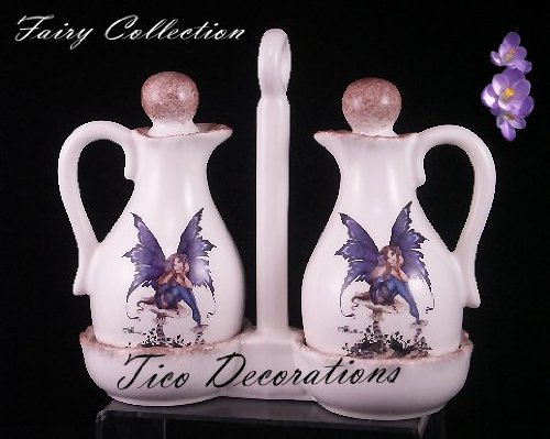 2pc Oil & Vinegar Cruet Set FAIRY DECOR, Angel Style